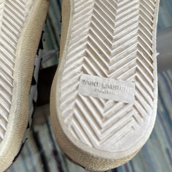 Saint Laurent Paris Court Classic White Leather Silver Star Sneakers - Picture 8 of 11